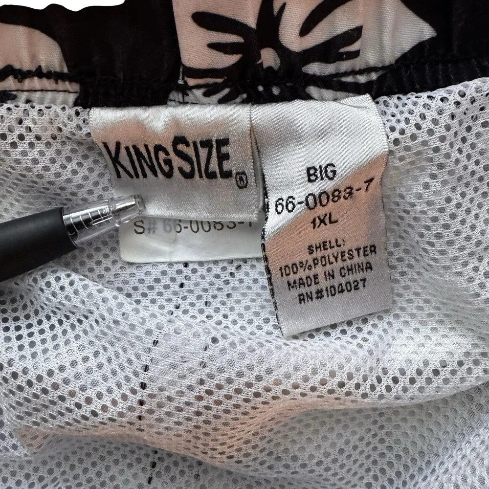 KingSize KS Island Big Men's Brown &‎ White Hibiscus Print Swim Trunks 1XL 44W